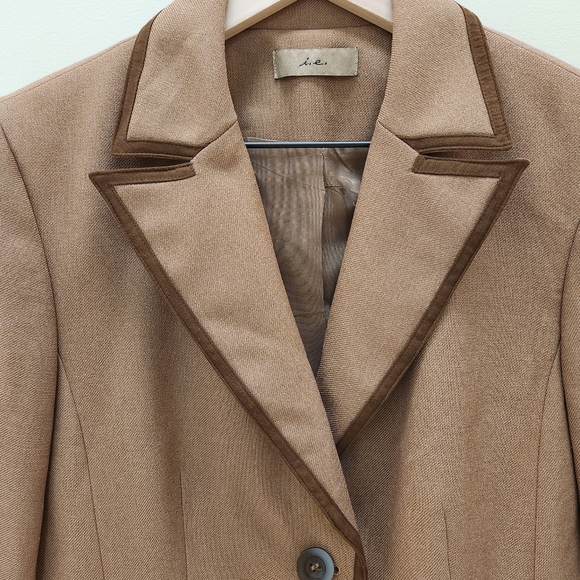 i.e. Brown Blazer Single Breasted One Button Lined Jacket Size 10 - Picture 5 of 13